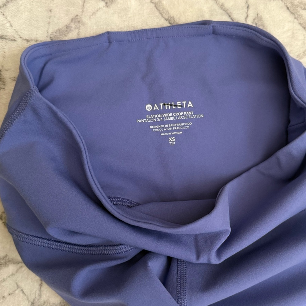 Athleta Elation Wide Crop Pant Powervita Yoga Leggings Blue Purple S - Picture 9 of 9